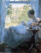 Melchers, Gari Julius Young Woman Sewing Germany oil painting reproduction